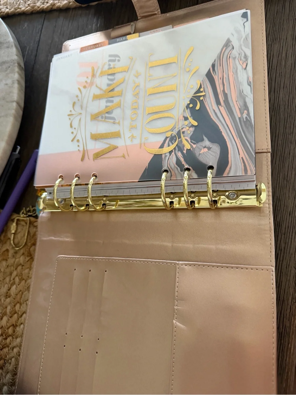 Rose Gold Home Office Planner